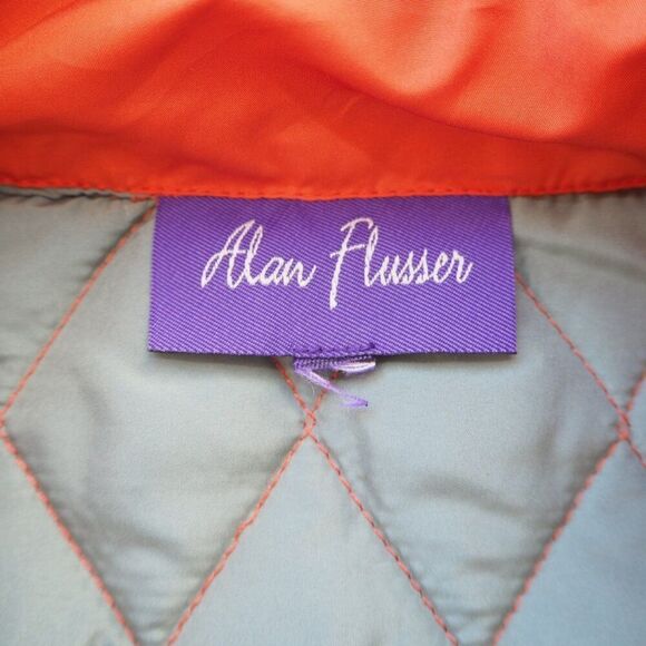 Alan Flusser Quilted Full Zip  Snap Vest Orange / Brown Men's Medium (M) - Picture 3 of 10